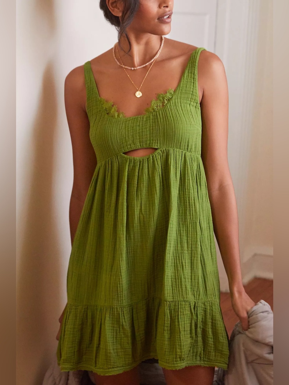 Lime Green Sleeveless Cutout Sundress
